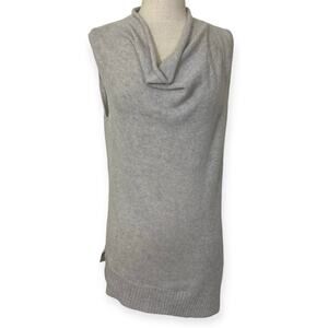 Kinross Cashmere sleeveless sweater/vest, womens gray asymmetrical hem knit